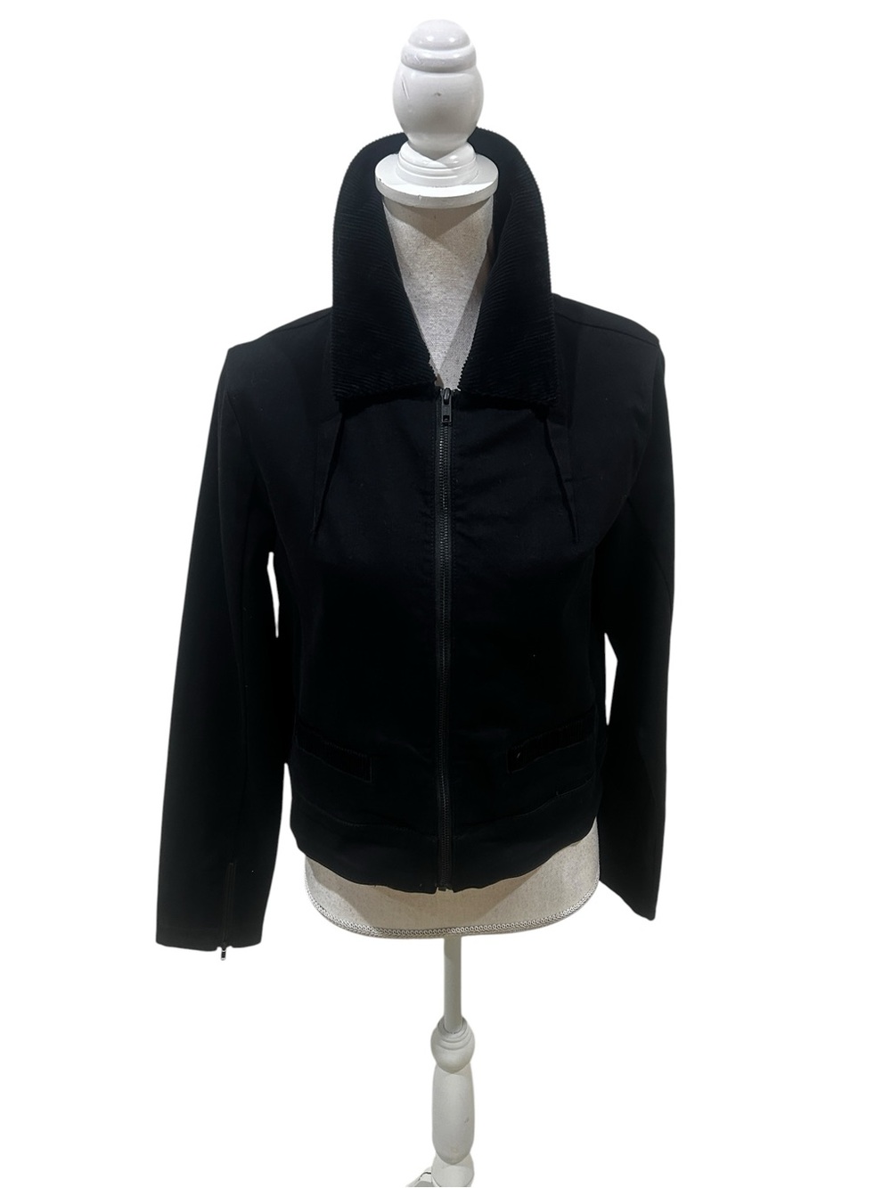 Nwot Cabi black Zip-Up Jacket corduroy collar size small
